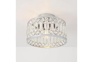ANWIO Silver Kitchen Lights Ceiling,Flush Light Fitting,Ceiling Lights Living Room, E27 Light Shade Ceiling,Chandelier,Morden Crystal Ceiling Light,Lounge Lights Ceiling (LAMP DIAM 27CM)