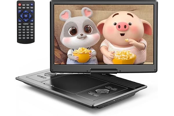 YOTON Lecteur DVD Portable Voiture 16,9" avec Écran HD 14,1" - Autonomie 6h, Lecteur Multizone, Mémoire de Lecture, Compatible USB/SD/Synchro TV & Casque(Chargeur Inclus)