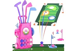 QDRAGON Juego de Golf para Niños, Mini Golf con 4 Palos de Golf, 8 Pelota de Golf, Carro de Golf, Juguetes de Golf Regalo para Infantil Niños, Niñas 3, 4, 5 6 Años