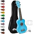 TIGER UKE7-BL Ukulélé Soprano pour Débutants avec Sac de Transport, Médiator en Feutre, Jeu de Cordes de Rechange Et Doté d'Un Jeu de Corde Aquila - Bleu