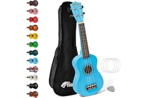 Tiger UKE7-BL Sopran Ukulele mit Tasche - für Anfänger -Blau