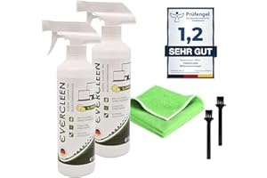 EVERCLEEN Screen Cleaner Pro pulizia dello schermo 2x 500ml + 2x panno in microfibra. Pulitore vegano e ecologico "Made in Germany" per TV, PC, laptop, tablet, display, occhiali e smartphone.…