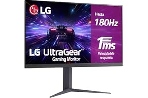 LG 32GS75Q-B - Monitor Gaming Ultragear, 32", Panel IPS, QHD (2560x1440), 16:9, 1000:1, HDR10, 1ms, 180 Hz, G-Sync Compatible y FreeSync, Ajuste inclinación, Pivotable, Negro