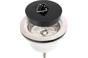 YOUR DAY MATE Bonde d’évier avec Bouchon et vidage, 1 lot, Taille Ø 70 mm - 1 ½ Pouce, Dessus des bondes SS201 en Acier Inoxydable, Vis de Montage M6x60, Base PP avec écrou en Laiton, Joint PVC et Bouchons 45,5 mm