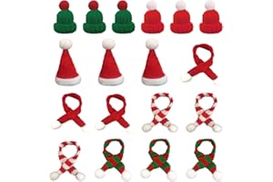 SKHAOVS 18 Pcs Mini Christmas Hat & Scarf Set Lollipop Bottle Cap Decor Snowman Gift Christmas