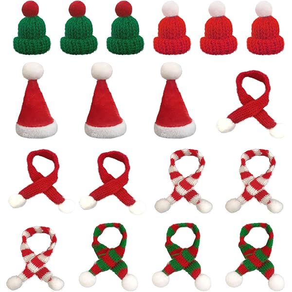 TaimeiMao 40-teiliges Mini Weihnachtsmützen & Schal Set - Niedliche Flaschendeko