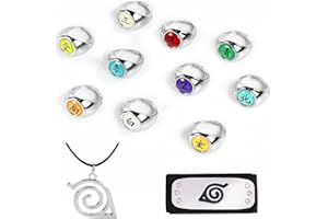 Niumowang Anillos Anime Set, 10 Piezas Anillo de Anime, Anillos Anime, Accesorios Anime para Cosplay, con Cadena, diadema, collar, para Cosplay, Accesorios Anime, Hombres, Mujeres