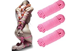 Aorgasms Cuerda de Sexo Bondage BDSM - 3x5M Cuerda de Algodón Sexo para BDSM Principiantes, 8MM Cuerdas Shibari Sexo Bondage Kit Fetiche SM Juego Juguetes Sexuales para Mujeres Parejas(Rosa)