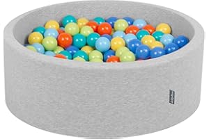 KiddyMoon Piscine À Balles pour Bébé Rond 90X30cm/200 Balles 7Cm Fosses À Boules Jouet Enfant, Gris Cl.:Vert Cl/Orange/Turq/Bleu/Babyblue/Jaune
