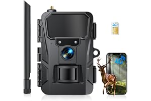 WOLFANG Cellular Wildlife Camera, Anslut rikstäckande , 2K 48 MP mobilkamera med APP-kontroll, super nattvision, 2 tum TFT-skärm, 0,2 s trigger, rörelseaktiverad, vattentät