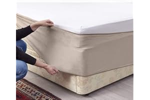 VICEROY BEDDING Bed Wrap FAUX SUEDE Divan Bed Base Wrap Valance Sheet COVER Alternative to Traditional Valance Sheet Fully Elasticated Skirt Easy To Fit - Wraps Itself Around The Base Of Your Bed Frame (Beige, King)
