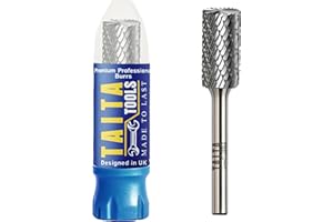 TAITATOOLS Fresa in carburo 1/4" gambo SB-5 tungsteno doppio taglio Rotary Die Grinder Bits, Milwaukee e Die Grinder Accessori,Intaglio legno metallo lavorazione & robusto contenitore