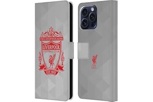 Head Case Designs Officially Licensed Liverpool Football Club White Geometric 2 Crest 1 Leather Wallet Case Compatible With Apple iPhone 16 Pro Max