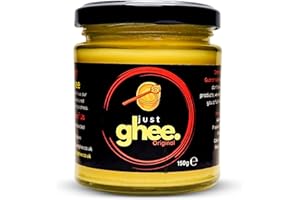 JUST GHEE ORIGINAL FLAVOUR GHEE | PREMIUM & AUTHENTIC COW GHEE | GRASS-FED COWS | RICH & AROMATIC | HIGH SMOKE POINT | NUTRIENT-RICH | VEGETARIAN I AYURVEDIC BENEFITS | 150G GLASS JAR
