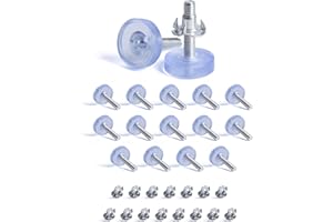 SPDYCESS 16 szt. M6 Przezroczyste Regulowane Nóżki Poziomujące, Nóżki o Regulowanej Wysokości, Poziomnice Meblowe z Nakrętka do Wbijania, Regulator Poziomu do Szafki Kuchennej Lub Łazienkowej