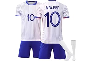 NHNKR Mbappe-Maillot de Foot Enfant/Homme No.10,Maillots Domicile/Extérieur Soccer Jersey, Football Ensemble Garçons/Adultes Entrainement T-Shirt et Short avec Chaussettes 3PC