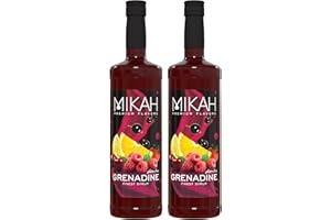 Mikah - Premium Flavors - Grenadine (Granatina) x2 | Sciroppo Per Drink e Dessert | Uso Professionale | 2 Bottiglie da 1 Litro (2x1000ml)