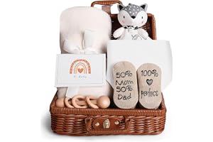 Nnewvante Baby Gift Basket, Newborn Gift Set with Baby Baby Rattle, Newborn Baby Gift Set, Newborn Baby Gifts, Medium Baby Gift Basket Kit for Expecting Moms(WHITE)