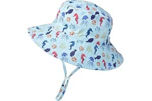 ISIYINER Sombrero de Sol para Bebé Niña Ajustable Gorro Verano de Pescador para Niños ala Ancha Sombrero Bob Protección Solar UPF 50 para Exteriores Natación Playa Piscina