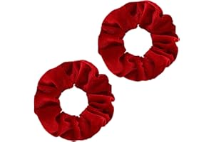 WLLHYF 2 Pcs Velvet Hair Bands Large Size Red Hair Scrunchies Cute Rope Elastic Ties Wristband Ponytail Holders Hair Accessories Valentine's Day Gifts for Girls Women