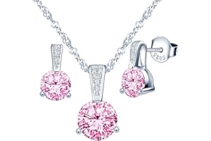 YUMILOK JEWELRY Yumilok-Collar colgante de mujer simple circonita hexagonal colgante de plata esterlina S925 circonita de plata esterlina de moda y exquisito(Rosa)