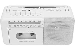 Magnétophone Portable, Lychee magnétophone à Cassettes Vintage avec Radio AM/FM/SW, Haut-Parleur intégré, Prise Casque AC/DC/3,5 mm, Support de Carte TF/entrée USB (Blanc)