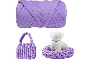 Pgtc Ovillo de lana gruesa para tejer, lana de fieltro, 500 g, longitud aprox. 25 m, lana de fieltro seco, hilo grueso Moon Waves para tejer brazos, ganchillo, mantas, mascotas, casa (morado)