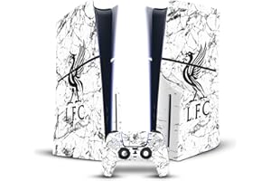 Head Case Designs Officially Licensed Liverpool Football Club Black Liverbird Marble Art Vinyl Gaming Skin Decal Compatible With Sony PlayStation 5 PS5 Slim Disc Edition Console & DualSense Controller