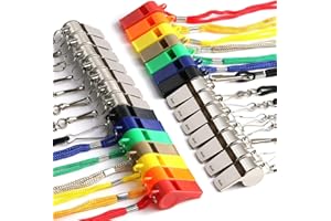 SANNIX Trainerpfeife mit Umhängeband Kunststoff und Edelstahl Pfeifen Bulk für Basketball Fußball Fitnessstudios Notfall