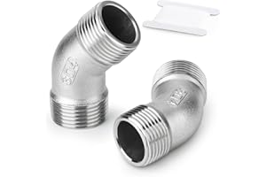 ERGAOBOY 2 pezzi 3/4" BSP maschio 304 Connettore per tubi a 45 gradi in acciaio inox per connessioni di tubi