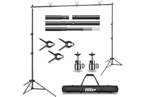 EMART Hintergrund Ständer mit Mini-Kugelkopf, 2m x 3m Verstellbarer Foto Hintergrund Ständer mit 3 Hintergrundklemmen für Fotostudio Porträt Produktfotografie Studiofotografie