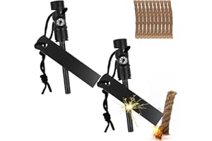 GOTFUN Set di 2 Pietra Focaia di Sopravvivenza, Acciarino di Fuoco Sopravvivenza, Selce per Fuoco, con Paracord di qualità Oltre, Raschietto Multiutensile, per Campeggio Trekking Escursioni