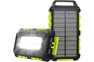 TOENNESEN Solar Powerbank 20000mAh, PD 15W Tragbares Solarladegerät USB C Outdoor Wasserdichtes Externer Akku mit LED-Licht und 3 Ausgängen für Smartphones, Tablets, Outdoor Camping und mehr