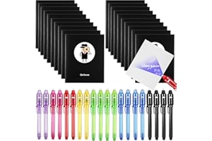Qetlavee 20stk UV Stift und 20stk Notizbuch,Mitgebsel Kindergeburtstag Jungen & Mädchen,Geheimstift Mitgebsel Kindergeburtstag Gastgeschenke,Zauberstift mit UV-Licht für Detektiv Rollenspiel