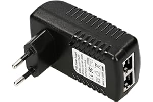 Extralink POE-24-12W Fuente de alimentación PoE 24V, 0,5A, 12W, Enchufe para Toma de Corriente, Enchufe de Pared Adaptador Ethernet, Fuente alimentacion 24V PoE para Ap, cámara IP