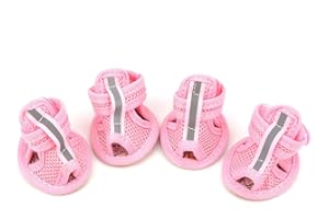 Ranphy Sandały dla małego psa wodoodporne letnie łapy ochraniacze antypoślizgowe buty dla chłopca dziewczyny oddychające siatkowa gumowa podeszwa pies buty różowe M