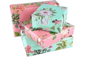 PLULON 6 Sheets Floral Birthday Gift Wrapping Paper, Wrapping Paper for Wedding, Birthdays, Valentines, Christmas