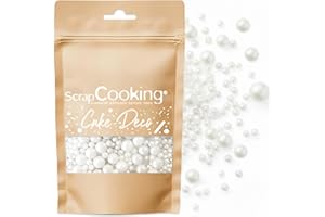 ScrapCooking - Perles Nacrées 60 g - Décorations Alimentaires Pâtisserie - Décors Sucrés Comestibles - Boules Sprinkles - Pour Desserts, Gâteaux, Bûches - Noël, Anniversaire - Blanc - 7470