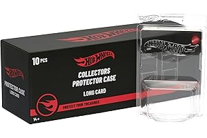Hot Wheels Protège-cartes longues, blister transparent, affichage voitures échelle 1:64, pack de 10 unités, produit officiel Mattel