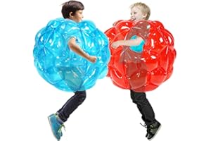 SUNSHINEMALL 2 Stück Lawn Bumper Balls, Kinder Hinterhof Spiele Erwachsene Patio Bälle, Spielplatz Bälle Rasen Ballons, große aufblasbare Sommer Outdoor-Spielzeug (rot + blau, 60CM)