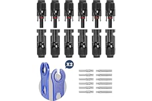 BougeRV 6 Paia Connettori per Pannello Solare con Cavi Fotovoltaic Maschio Femmina per Impianti Nero