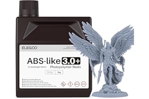 ELEGOO ABS-Like Resin 3.0 Plus, żywica 3D do drukarki 405nm Rapid UV, fotopolimerowa żywica utwardzana światłem UV, wysoka precyzja, nie kruszy się dla LCD 3D drukarki, szary, 2kg