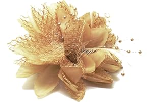 CAPRILITE Flower Feather Bead Corsage Hair Clips Fascinator Hairband and Pin (Beige Camel)