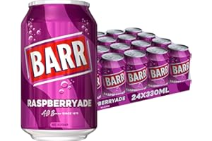 BARR 24 Pack Sparkling Raspberryade, Zero No Sugar Raspberry Flavoured Fizzy Drink, Sparkling Fizzy Pop, 24 x 330ml Cans