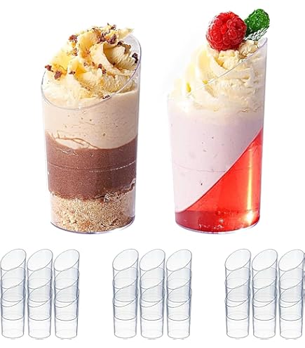 Dessertkopjes set van 50 met deksel en lepels - Herbruikbare doe-het