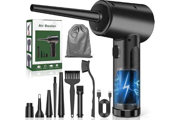 PQETBV Souffleur Air Comprimé, Souffleur Air Comprimé Ultra Puissant, 6000 mAh Purificateur d’Air Comprimé pour Nettoyage PC, Maison pour Animaux Domestiques