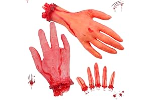 ENAIAH Halloween Sanguinosa Finta Mano Umana,Puntelli di Sangue Mano mozzata,Falsi Spaventosi Mano mozzata,Realistico per la casa stregata Halloween Vampiro Zombie Rifornimenti del Partito