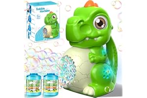Seifenblasenmaschine Toys Dino Seifenblasen Pistole - Elektrisch Seifenblasen Pistole Maker mit Grosser Tank - LED Licht Bubbles Gun Machine Spielzeug für Outdoor/Garten/Hochzeit Kinder ab 3+