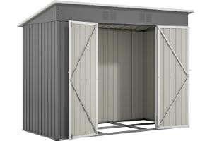 Jaxenor Trädgårdshus av metall, 242 x 126 x 182 cm, trädgårdsredskapsskjul av metall, trädgårdsskåp vattentätt för utomhus, t