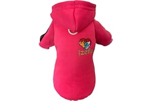 Izefia Hund Hoodie Kleidung Fleece Pullover Winter Sweatshirt Warme Baumwollschleife Basic für Kleine Welpen Katze Rosenrot XL